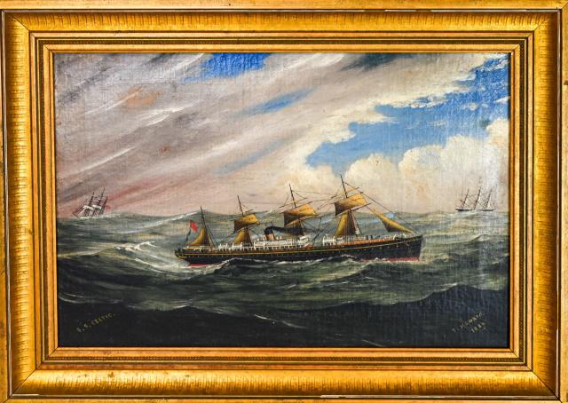 Antique 19th C. T. Howard Mariner Oil Painting (1 of 9)
