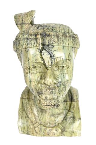 Shona T.M. Gidi Medicine Man Sculpture: Shona Hand Carved Chief Butter Jade Stone T.M Gidi Medicine Man Sculpture Zimbabwe.Measures 10.5 inches x 7 inches x 8 inches.