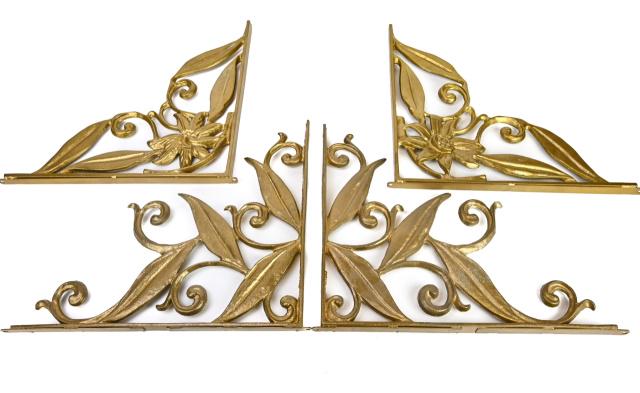 4 Art Nouveau Gilt Bronze Shelf or Wall Brackets (1 of 10)