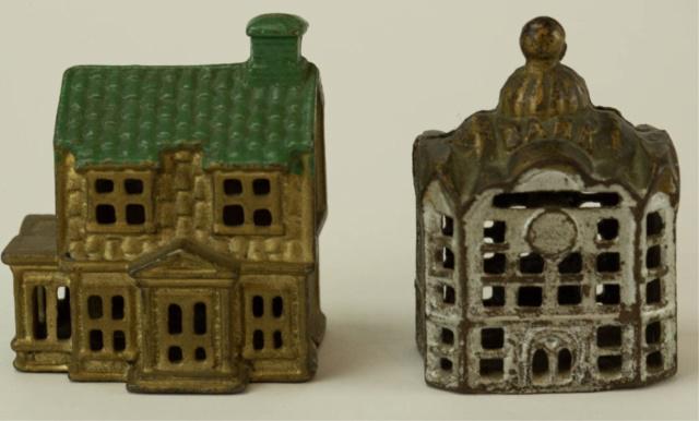 2 Figural Building Cast Iron Banks (1 of 5)