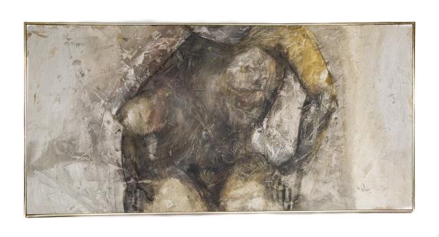 Mid Century Abstract Figurative Painting on Canvas (1 of 7)