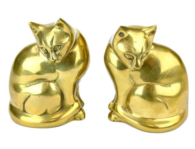 Pair Brass Cat Sculptures (1 of 8)