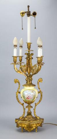 Antique French Neoclassical Sevres Gilt Lamp (1 of 7)