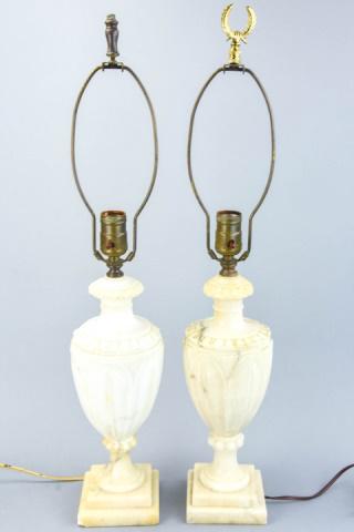 2  Antique Carved  Alabaster & Marble Table Lamps (1 of 8)