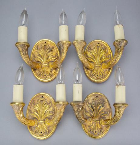 4 Regency Style 2 Arm Gilt Electric Sconces (1 of 6)