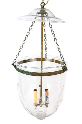 Vintage Bell Jar Etched Glass Pendant Light (1 of 9)