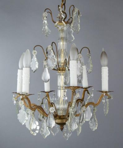Regency Style Glass, Crystal & Tole Chandelier (1 of 8)