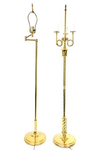 2 Brass Standing Lamps Incl. Hunting Horn Motif (1 of 10)