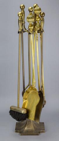 Collection of Brass Fireplace Tools and Holder (1 of 8)