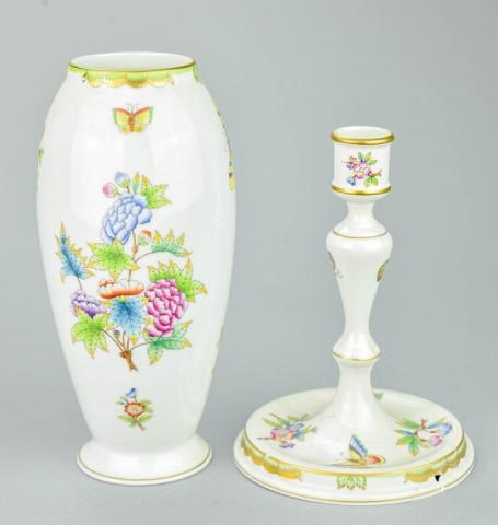 Herend Hungary Queen Victoria Vase & Candlestick (1 of 7)