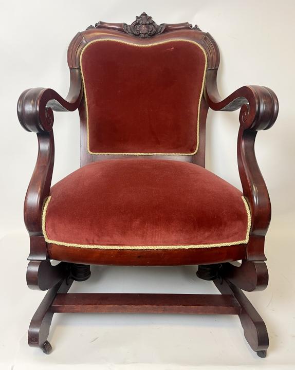 Antique Victorian Hand Carved Walnut Rocker (1 of 10)