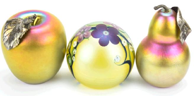 Collection 3 Iridescent  Art Glass Paperweights (1 of 6)