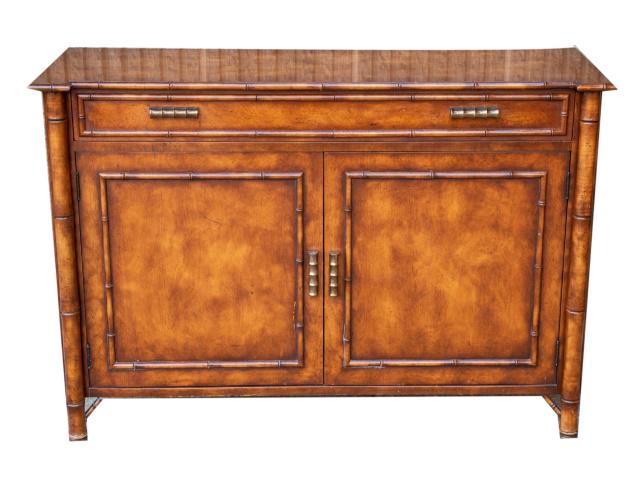 English Faux Bamboo Single Drawer Two Door Cabinet (1 of 6)