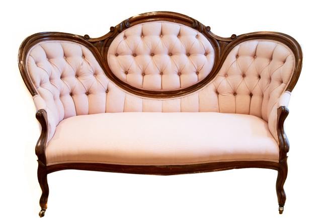Vintage Victorian Hand Carved Tufted Love Seat (1 of 5)