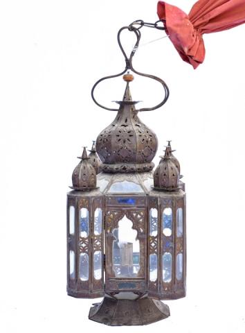 Moroccan Moorish Candle Metal & Multicolor Lantern (1 of 4)