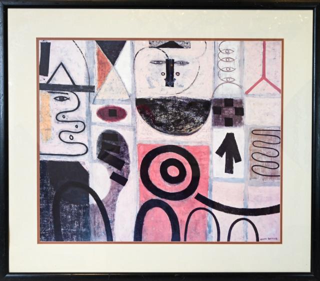 Large Framed Matted Aldoph Gotlieb Abstract Print (1 of 8)
