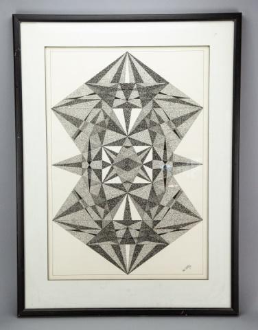 Abstract Pen & Ink Geometric Framed Drawing (1 of 6)