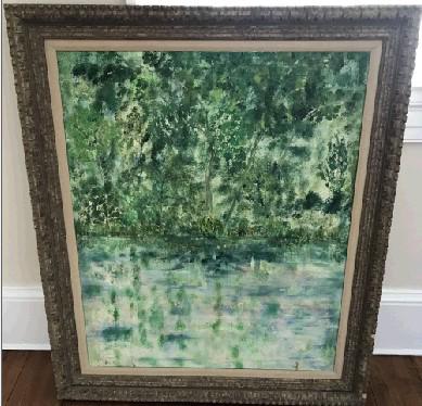 Large French Impressionist Style Oil Painting: Large French Impressionist Style Oil Painting. Framed. Oil painting on canvas, landscape, measures 44 x 37.5 inches.
