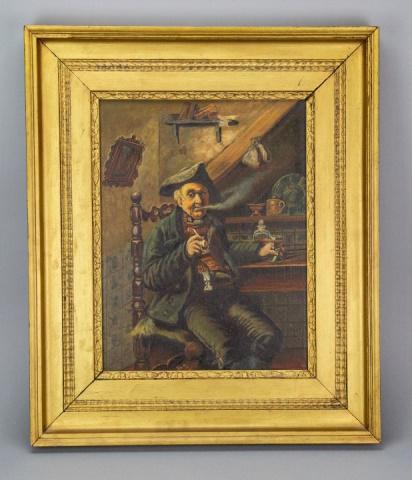 Antique Framed Oil Painting Man Smoking Pipe (1 of 5)