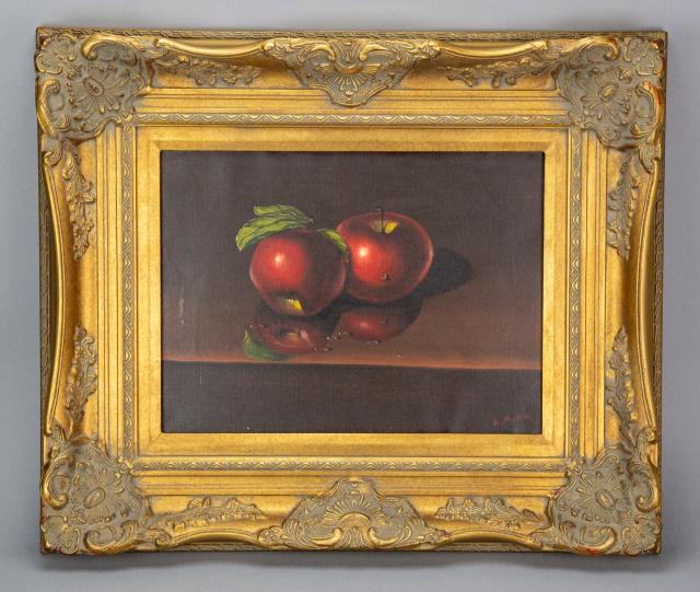 Vintage Oil Painting Still Life Apples by A. Marie (1 of 5)