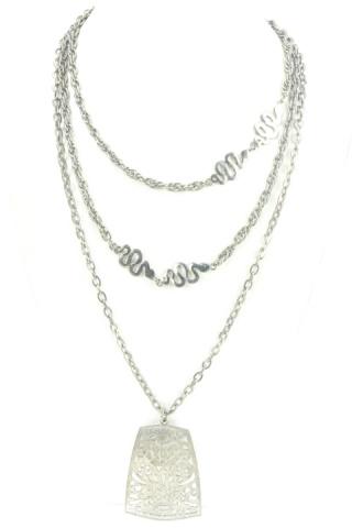 Vintage Two Strand Snake Necklace w Pendant (1 of 6)