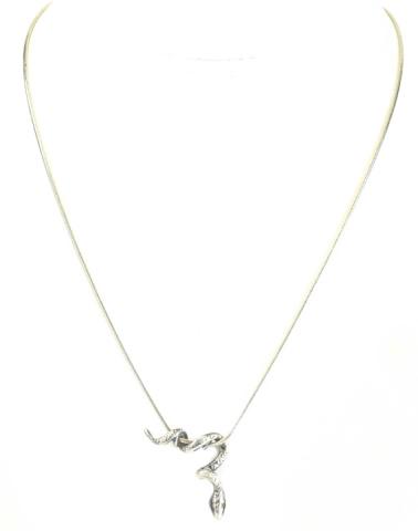 Sterling Silver Snake Pendant Necklace: Sterling Silver Snake Pendant Necklace. Pendant measures 1 inch in length. Chain measures 17 inches in length.