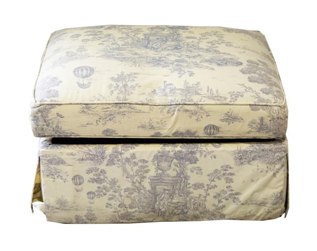 Toile Upholstered Storage Ottoman (1 of 7)