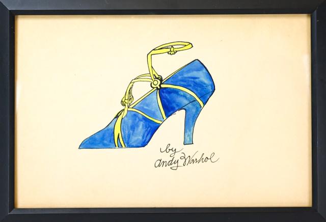 Signed Andy Warhol High Healed Shoe Watercolor (1 of 7)
