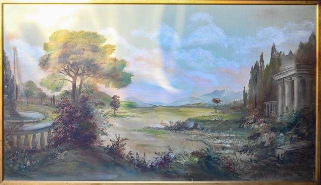 Oil Painting Panel of an English Garden Landscape (1 of 7)