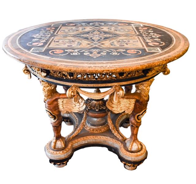 Neo Classical Pietra Dura Mosiac Marble Hall Table (1 of 9)