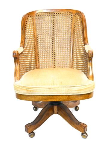 Caned French Style Swivel Desk Chair on Casters (1 of 8)