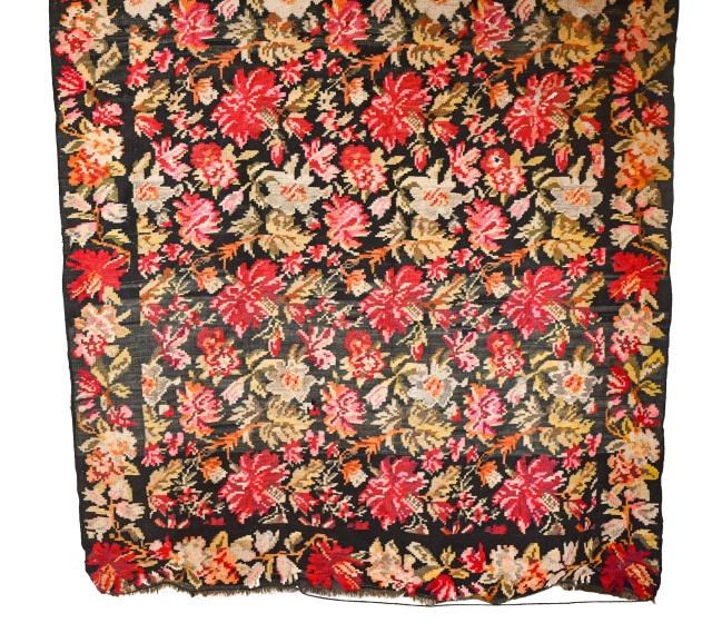 Bessarabian Kilim Rug in Black Red Floral Pattern (1 of 10)