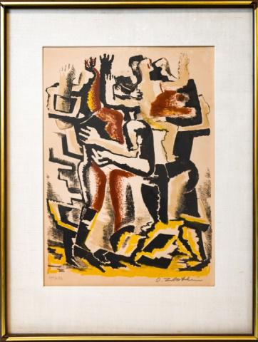 Mid C Ossip Zadkine Lithograph "Couple" Signed (1 of 8)