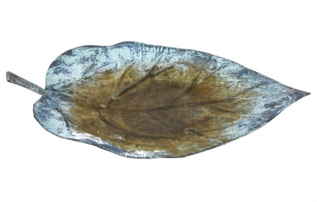 Brass Leaf Form Outdoor Verdi Gris Bird Bath (1 of 7)