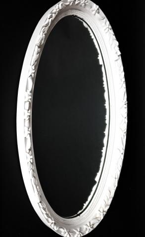Shabby Chic White Oval Wall Mirror (1 of 6)