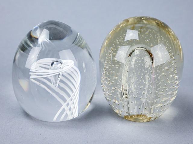 Steuben Glass White Latticino Swirl Paperweight (1 of 8)