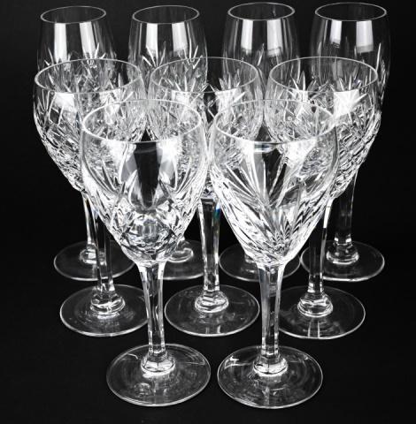Assortment of Waterford Crystal Wine Glasses: Assortment of Waterford Crystal Wine Glasses. 9 Pieces in total.Tallest measures 8.5 inches x 2 inches diameter.