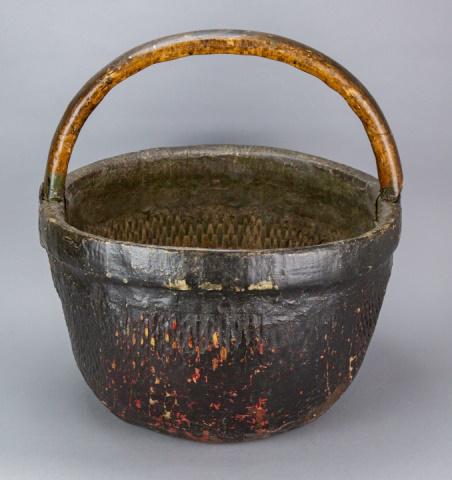 Antique Chinese Painted Hand Woven Rice Basket (1 of 5)
