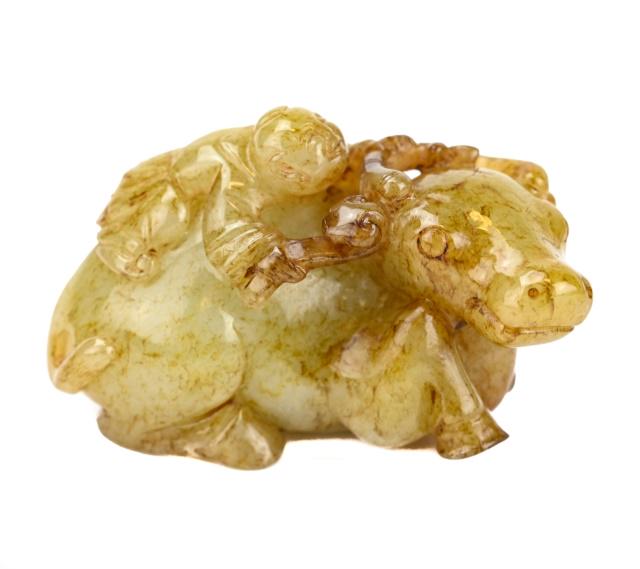 20th C. Carved Jade Bull w a Boy Holding Horn (1 of 8)