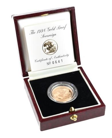 Gold Proof 1998 Sovereign Boxed no. 0641 (1 of 5)