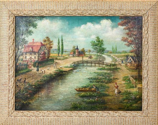 English 19th C Naive Farm Landscape Painting (1 of 8)