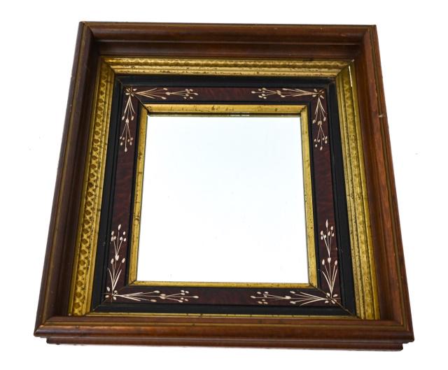Antique East Lake Frame w Mirror: Antique East Lake Frame w Mirror. Frame measures 17 inches x 15 inches, frame opening measures 10 inches x 8 inches.