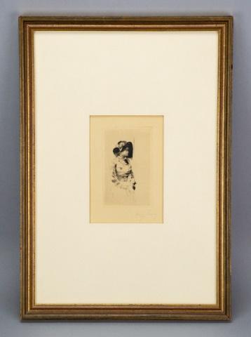 Henry Somm Engraving of a Woman Holding a Book: Henry Somm Engraving of a Woman Holding a Book.Frame measures 16.75 inches x 12 inches, art 6 inches x 4 inches.
