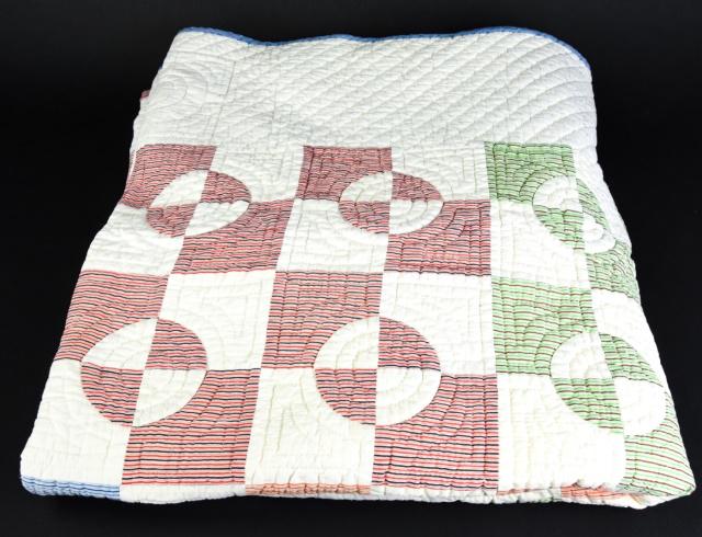 Antique Multicolored Geometric Patchwork Quilt (1 of 7)
