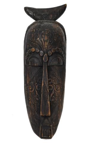 Hand Carved African Mask w Tattoo Detail (1 of 8)
