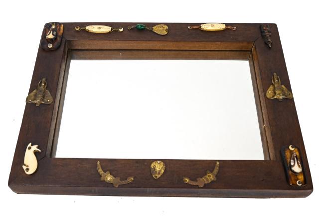 African Folk Art Mirror w Themed Carved Pendants (1 of 6)