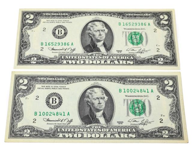2 US Two Dollar Bills 1976 Uncirculated: 2 US Two Dollar Bills 1976 Uncirculated