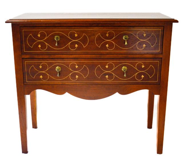 Louis XVI Style Inlaid Side Table w Brass Pull (1 of 9)