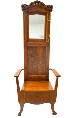 Victorian Antique Carved Hall Bench with Mirror (1 of 10)