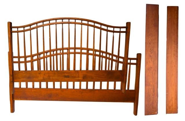 Hunt Country Furniture Spindle Bed Frame: Hunt Country Furniture Spindle Bed Frame with High Footboard.Measures 51 inches x 78 inches x 82 inches.